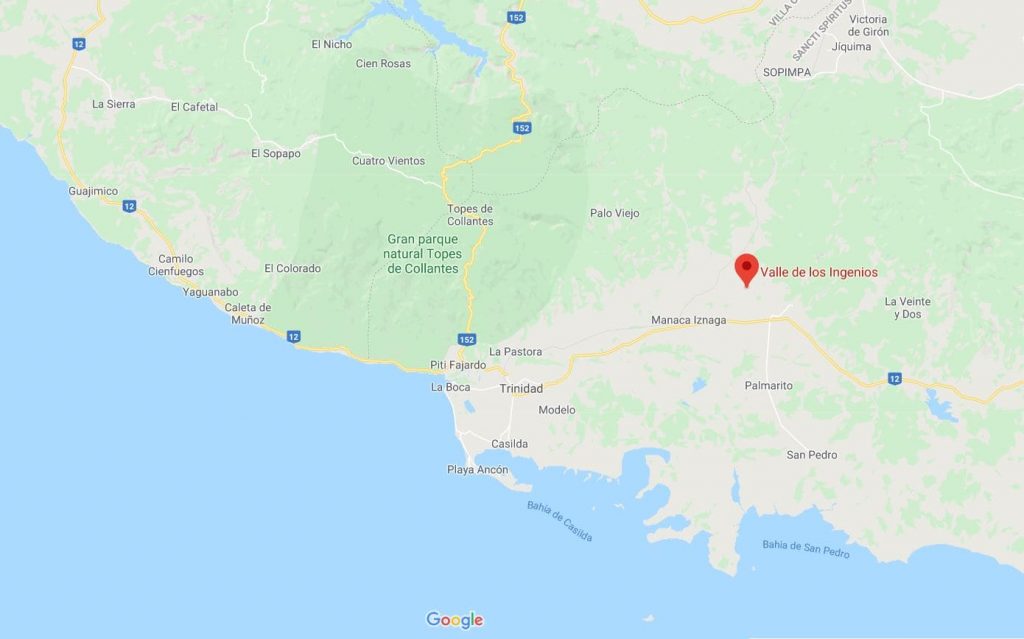 Mapa del valle de los ingenios en trinidad
